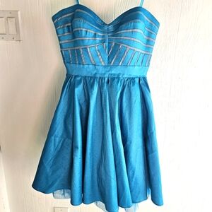Adian Mattox Strapless Auqa Blue Mini Dress Size 6 Prom, Homecoming, Sweet 16